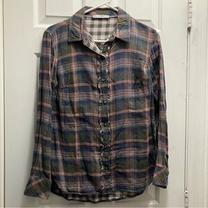 Lee Riders Shirt Womens Large S  Flannel Plaid Button Up